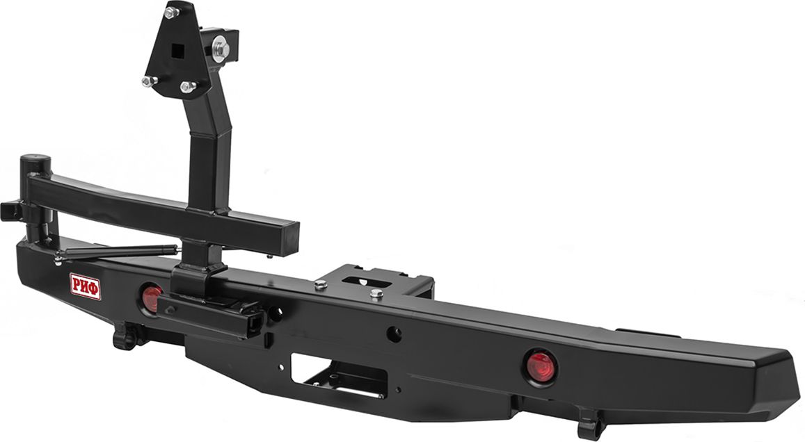Бампер силовой РИФ задний с площадкой под лебедку, калиткой и фонарями, лифт 65 мм для УАЗ Hunter 2003-2026. Артикул RIF469-22235