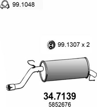 Глушитель (задняя часть) Asso для Opel Corsa E 2014-2019. Артикул 34.7139