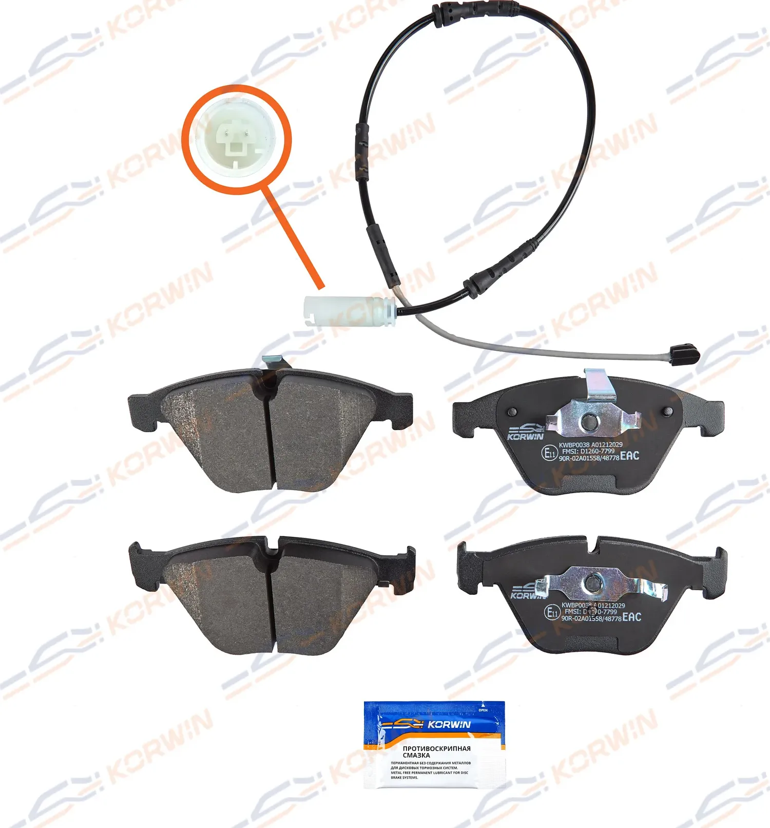 Колодки тормозные перед. BMW 3 (E90/E91/E92) 04-/X1 (E84) 09-15 (Korwin). Артикул KWBP0038