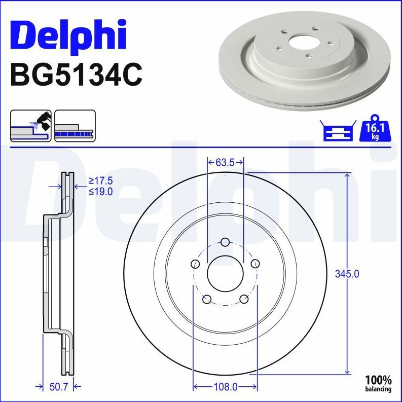 Тормозной диск Delphi. Артикул BG5134C