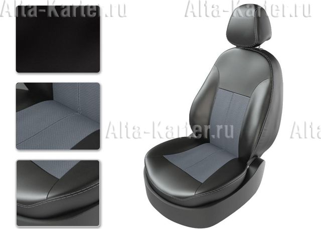 Чехлы CarFashion Classic на сидения для Renault Kaptur 2016-2024, цвет Черный/Серый/Серый. Артикул 300118060404