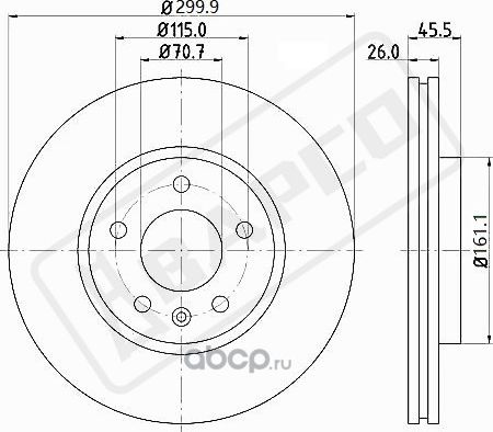 Диск тормозной вентилируемый пер. GM CRUZE 09-15, ORLANDO 11-, ASTRA, (Bapco). Артикул BD0250