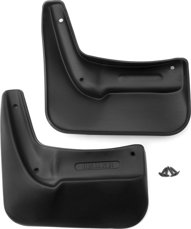 Брызговики Frosch (в пакете) задняя пара для Renault Logan I 2004-2013 (установка без подкрылок Novline). Артикул NLF.41.05.E10