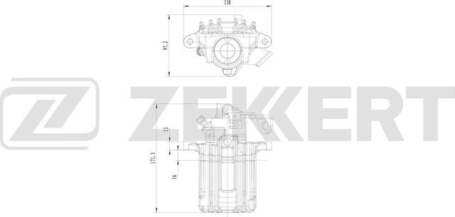 Тормозной суппорт Zekkert (алюминий) задний левый для Audi A3 I (8L) 1996-2003. Артикул BS-8302