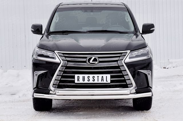 Защита RusStal переднего бампера d63 секция-d63 дуга для Lexus LX450d III 2-й рестайлинг 2015-2026 (кроме F-Sport). Артикул LLX4Z-002514