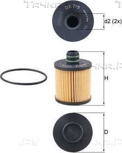 Масляный фильтр Mahle для Lancia Musa I 2008-2012. Артикул OX 779D
