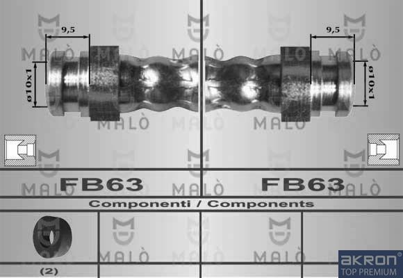 Тормозной шланг Malò задний для Mazda MPV II (LW) 1999-2006. Артикул 80554