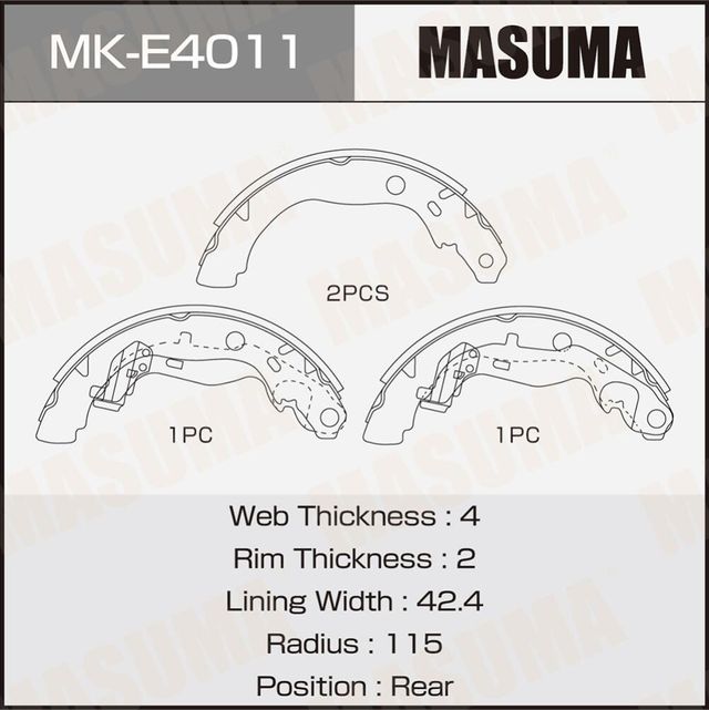 Колодки барабанные MASUMA RENAULT ARKANA (1/12). Артикул MKE4011