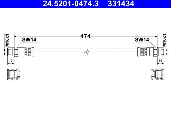 Тормозной шланг ATE. Артикул 24.5201-0474.3