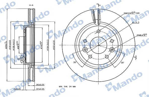 Тормозной диск Mando. Артикул MBC035165