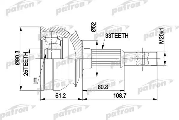 Шрус наружный (граната) Patron. Артикул PCV1008
