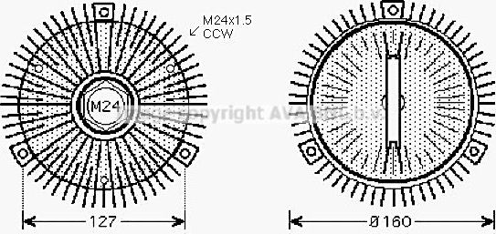 Муфта (вискомуфта) вентилятора AVA для BMW 5 III (E34) 1988-1995. Артикул BWC391