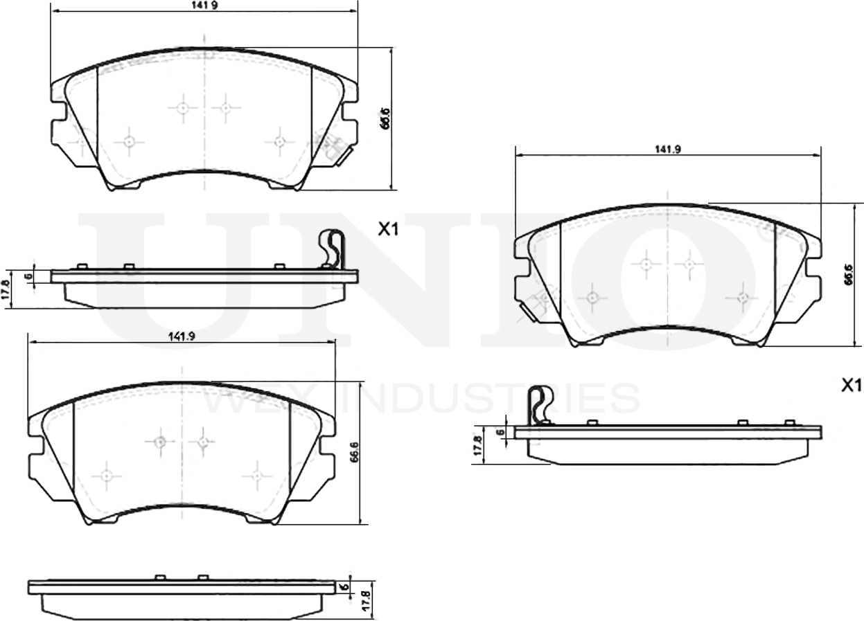 Колодки тормозные дисковые, комплект (Unio). Артикул BRP-20009