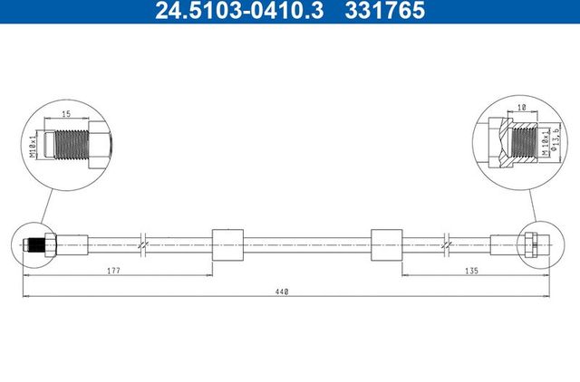 Тормозной шланг ATE. Артикул 24.5103-0410.3