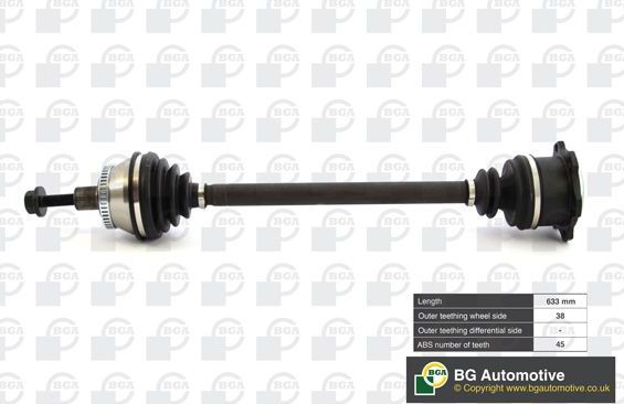 Полуось (привод в сборе, приводной вал) BGA. Артикул DS9621RA