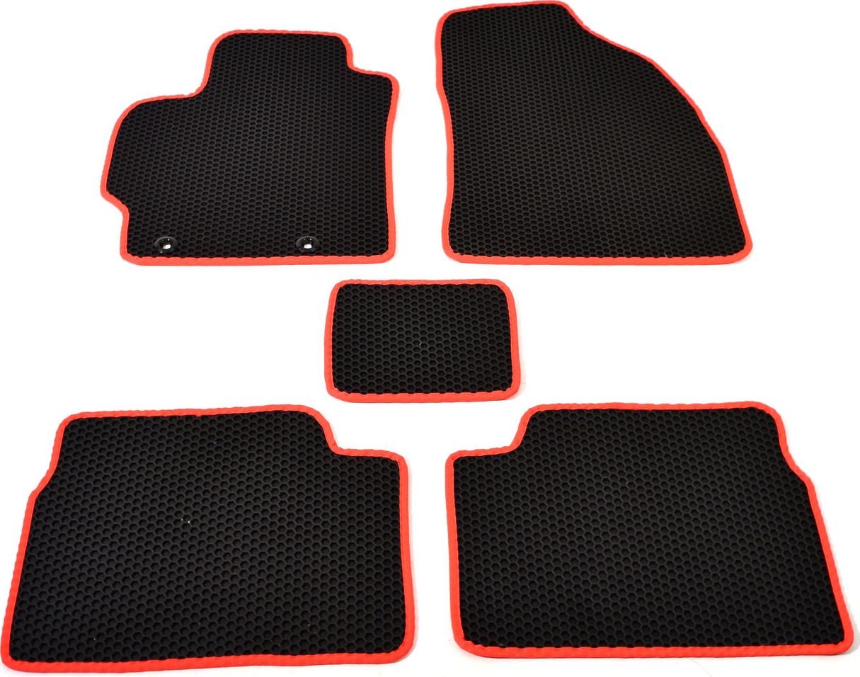 Коврики резиновые Avtodriver SOTA для салона Toyota Corolla E140/150 2006-2013 Черные, красный кант. Артикул EVAS.0643.02