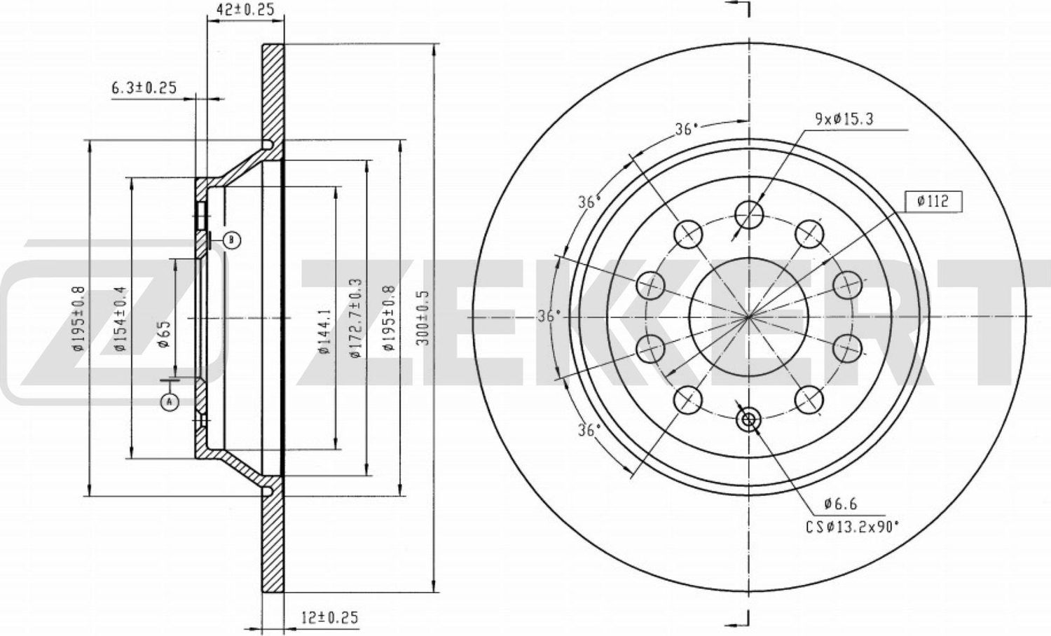 Тормозной диск Zekkert. Артикул BS-6080B