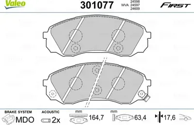 К-т дисков. тормоз. колодок (Valeo). Артикул 301077