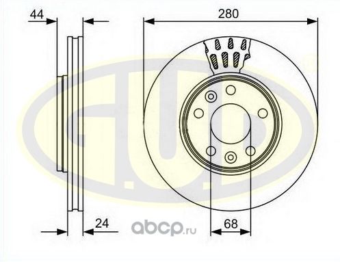 Тормозной диск G.U.D. передний для Dacia Duster I 2010-2018. Артикул GDB124221
