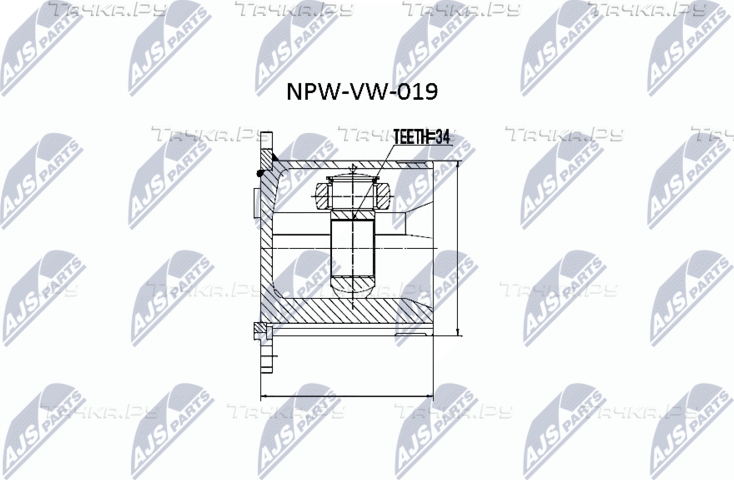 Шрус внутренний (граната) NTY для Ford Galaxy I 1995-2006. Артикул NPW-VW-019