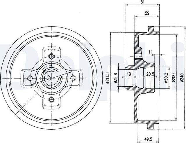 Тормозной барабан Delphi задний для Skoda Felicia I 1994-2002. Артикул BF310