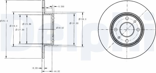 Тормозной диск Delphi задний для Fiat Multipla I 1999-2010. Артикул BG2322