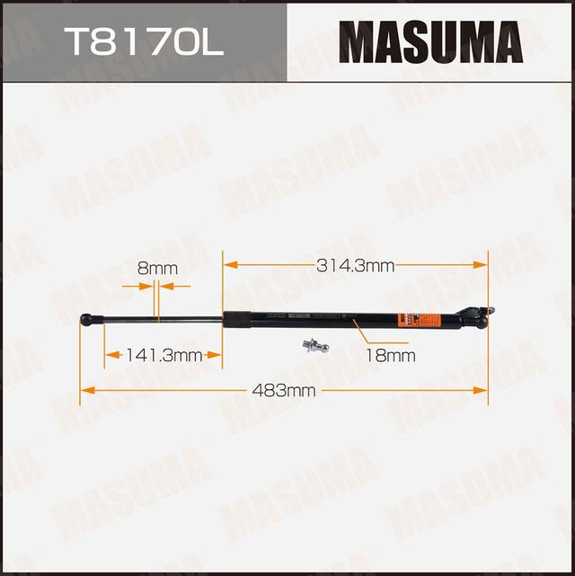 Упор газовый багажника MASUMA, L=483mm (1/20). Артикул T8170L