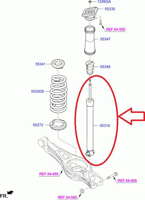 Амортизатор задний Hyundai / KIA. Артикул 55311C1350