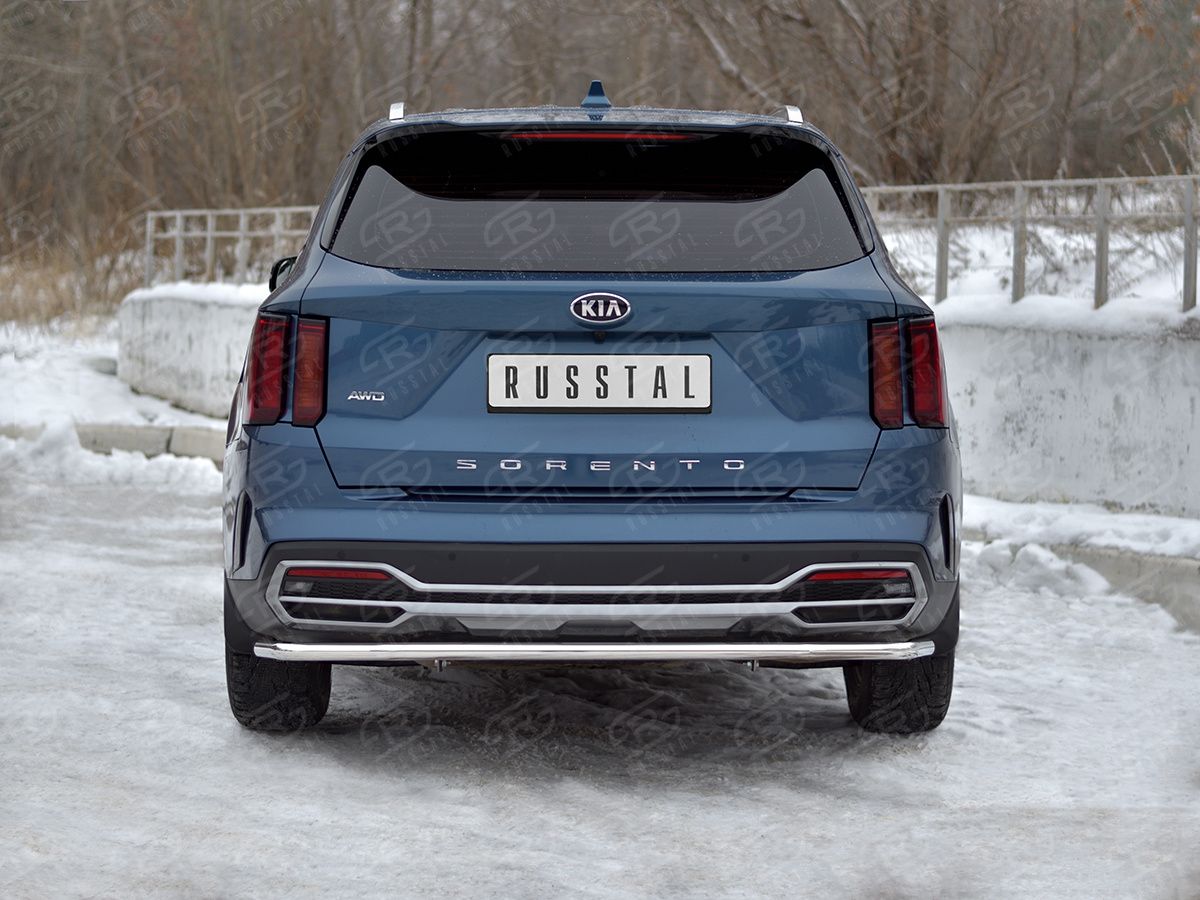 Защита РусCталь заднего бампера d42 секции для Kia Sorento IV 2020-2026. Артикул KSORZ-004022