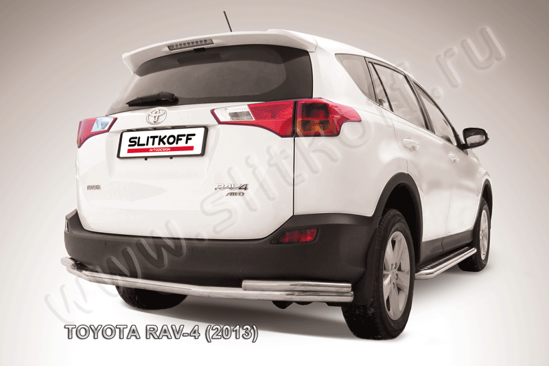 Защита Slitkoff заднего бампера d57/42 двойная для Toyota RAV4 IV 2013-2015. Артикул TR413-009