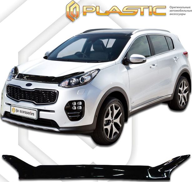 Дефлектор СА Пластик для капота (Classic черный) Kia Sportage IV 2016-2026. Артикул 2010010112004