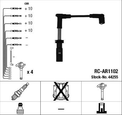 Высоковольтные провода (провода зажигания) (комплект) NGK. Артикул 44255