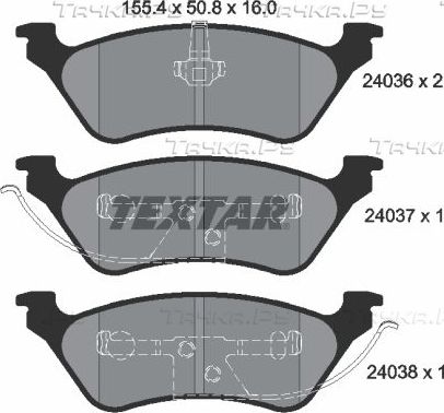 Тормозные колодки Textar задние для Chrysler Voyager IV 2000-2008. Артикул 2403601