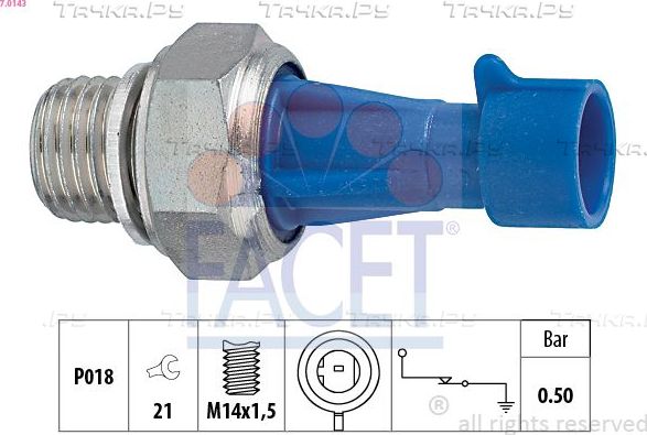 Датчик давления масла Facet Made in Italy - OE Equivalent для Fiat Palio I 1996-2003. Артикул 7.0143