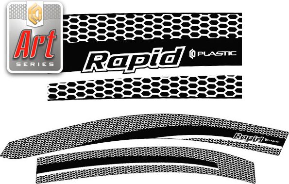 Дефлекторы СА Пластик для окон (Серия "Art" белая) Skoda Rapid 2013-2020. Артикул 2010031409923