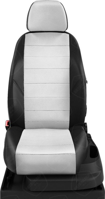 Чехлы Автолидер на сидения для Seat Leon 3 хэтчбек 2013-2022, цвет Черный/Белый. Артикул SU36-0001-EC03