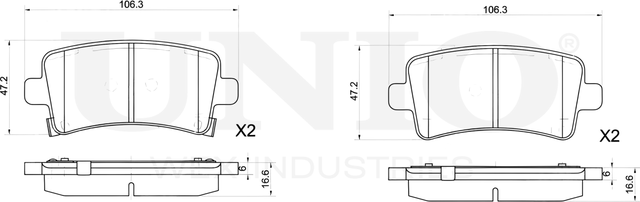 Колодки тормозные дисковые, комплект (Unio). Артикул BRP-20310