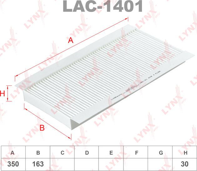 Салонный фильтр LYNXauto. Артикул LAC-1401
