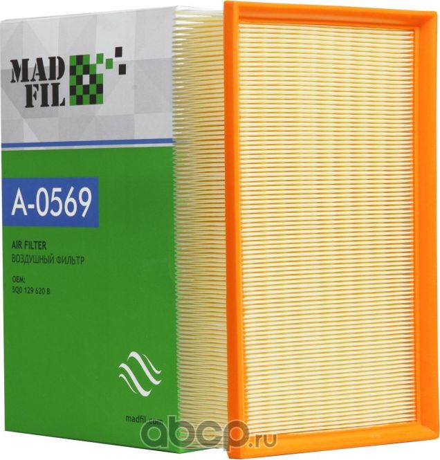 Фильтр воздушный Madfil (5Q0 129 620 B) AUDI, SEAT, SKODA, VOLKSWAGEN Madfil. Артикул A0569