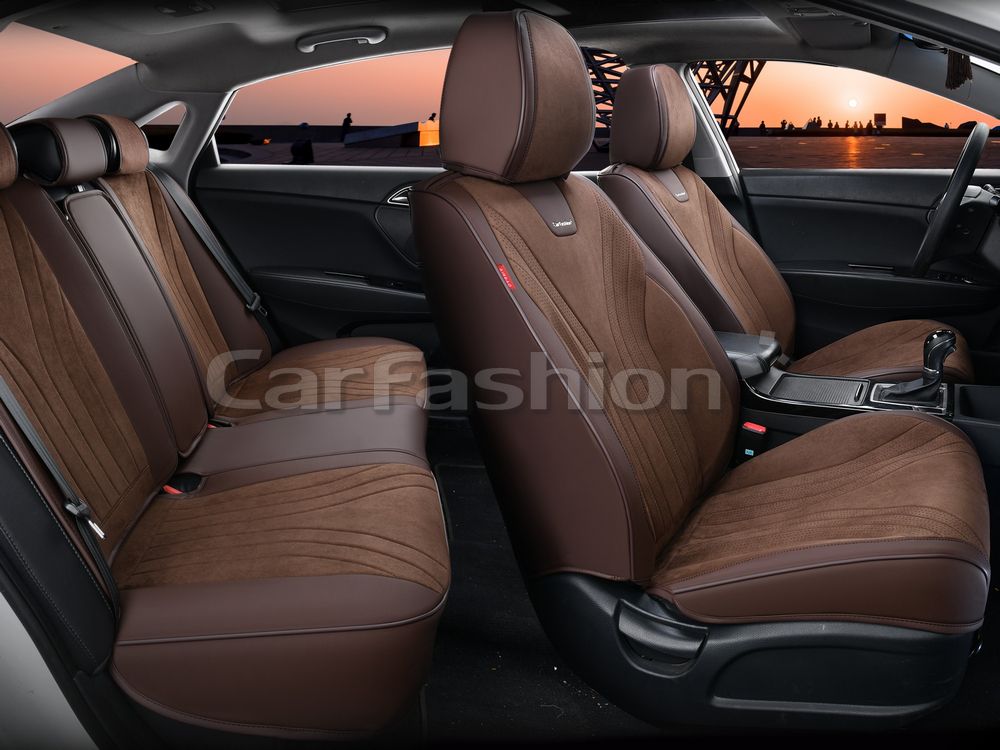 Чехлы универсальные каркасные CarFashion 5D Legion Plus на сидения авто, цвет Кофе/Кофе/Кофе. Артикул 27321