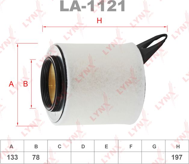 Воздушный фильтр LYNXauto для BMW 1 I (E81/E82/E87/E88) 2004-2012. Артикул LA-1121