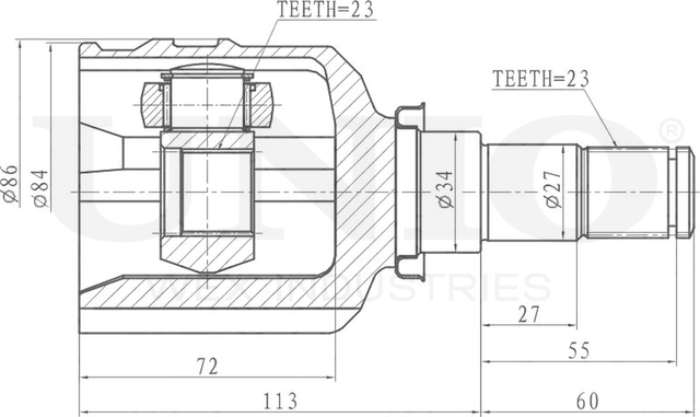 ШРУС внутренний (Unio). Артикул CVJ-30080