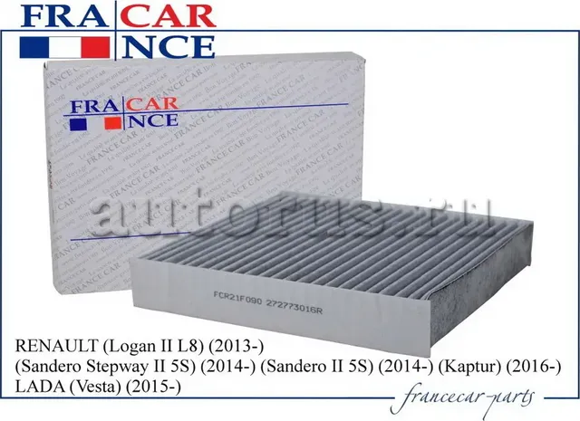 Фильтр салонный угольный RENAULT Logan 2014-, Clio 2012-, Sandero 2014-, Kaptur/ (Francecar). Артикул FCR21F090
