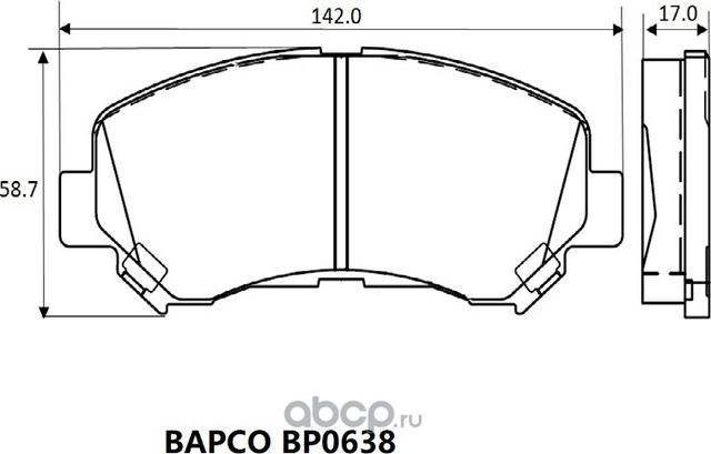 КОЛОДКИ ПЕРЕДНИЕ BP0638 Bapco Bapco. Артикул BP0638