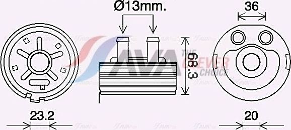 Радиатор масляный (маслоохладитель) для двигателя AVA (алюминий). Артикул DN3443