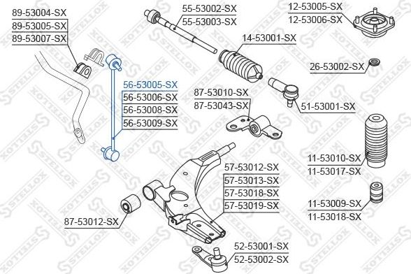 Стойка (тяга) стабилизатора Stellox. Артикул 56-53005-SX