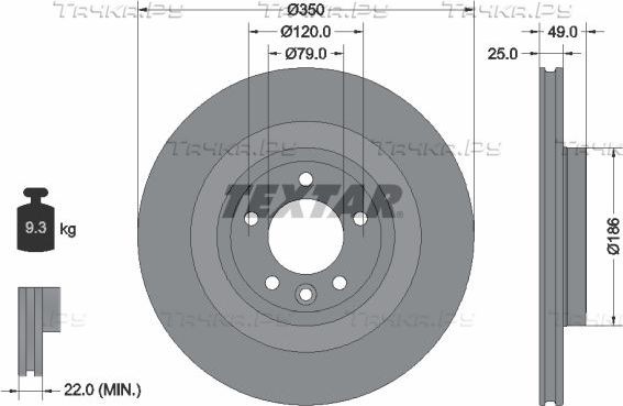 Тормозной диск Textar Pro задний для Land Rover Range Rover Sport II 2013-2026. Артикул 92278403