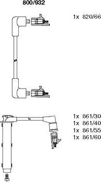 Высоковольтные провода (провода зажигания) (комплект) Bremi для Ford Scorpio I 1989-1994. Артикул 800/932