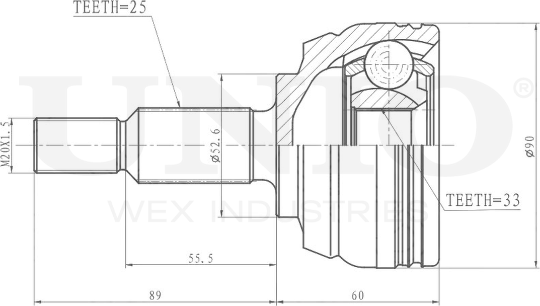 ШРУС наружный (Unio). Артикул CVJ-20183