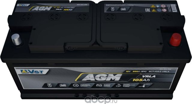 АКБ Start-Stop AGM 105 А ч о.п. VST Standart AGM ток 960 394 х 175 х 190 VST. Артикул 605900096